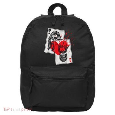 King And Queen Skull And Catrina Playing Cards Couple 16 in Basic Backpack
