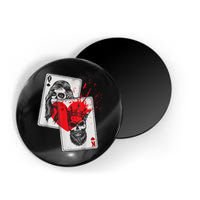 King And Queen Skull And Catrina Playing Cards Couple Magnet