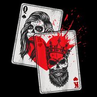 King And Queen Skull And Catrina Playing Cards Couple Magnet