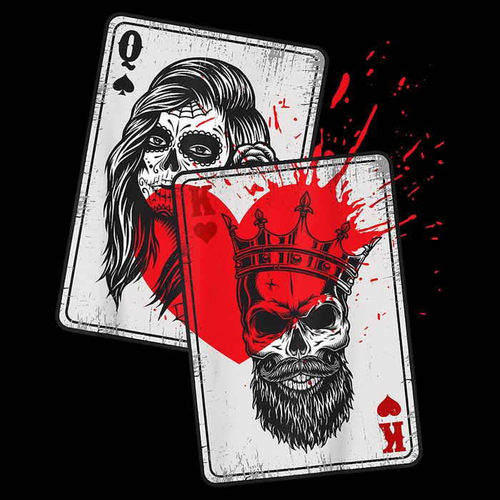 King And Queen Skull And Catrina Playing Cards Couple Magnet