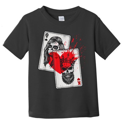 King And Queen Skull And Catrina Playing Cards Couple Toddler T-Shirt