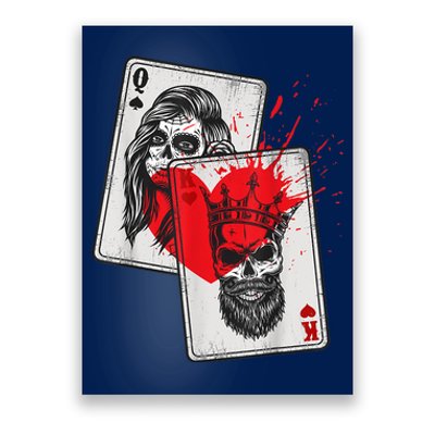 King And Queen Skull And Catrina Playing Cards Couple Poster