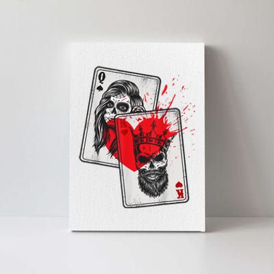 King And Queen Skull And Catrina Playing Cards Couple Canvas