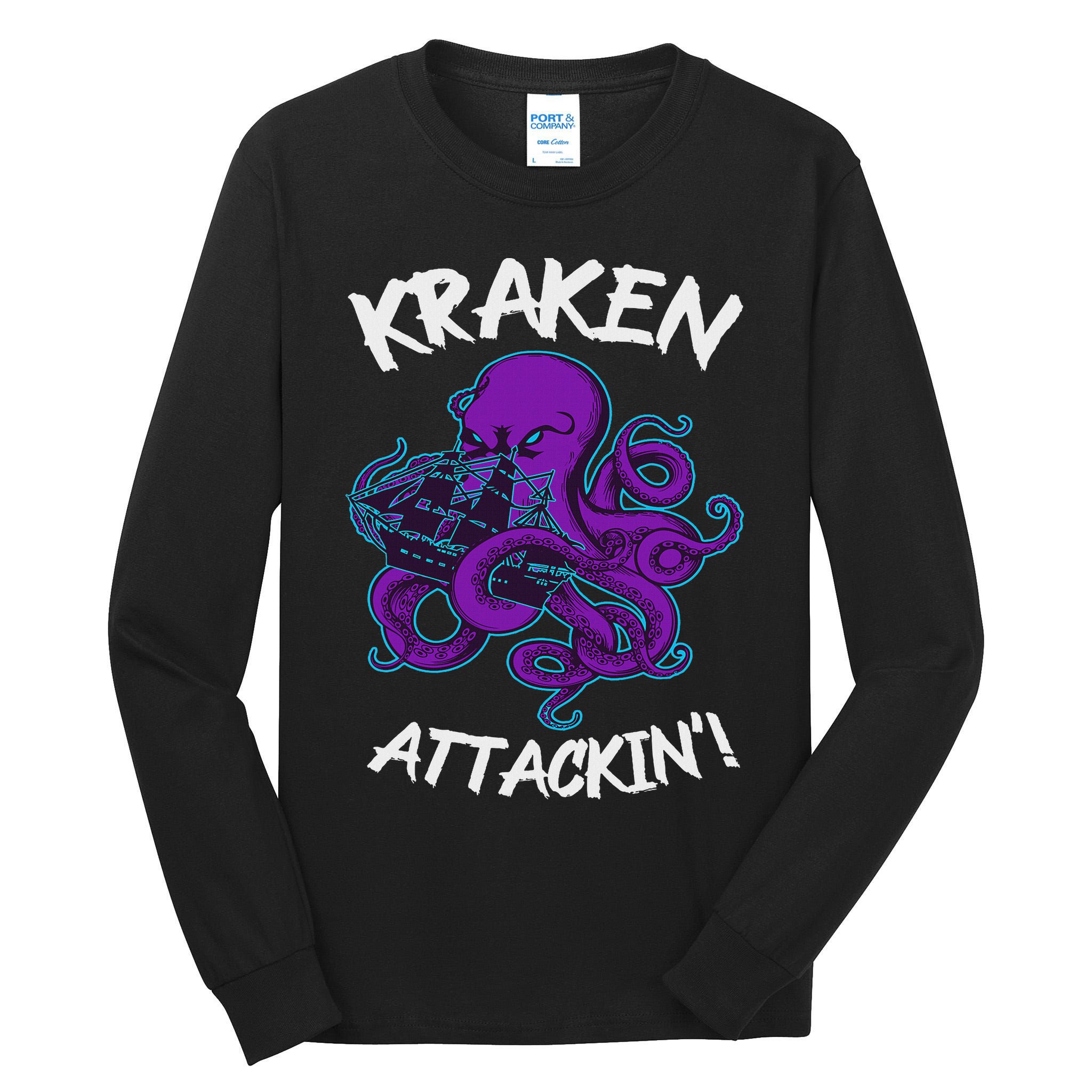Kraken Attacking Release The Kraken Gifts For Tall Long Sleeve T-Shirt