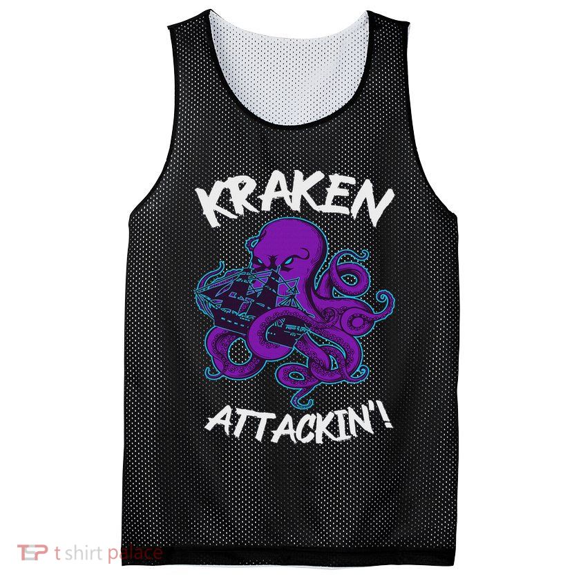 Kraken Attacking Release The Kraken Gifts For Mesh Reversible Basketball Jersey Tank
