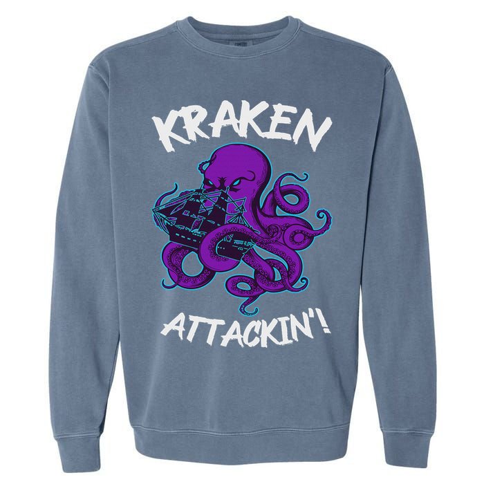Kraken Attacking Release The Kraken Gifts For Garment-Dyed Sweatshirt