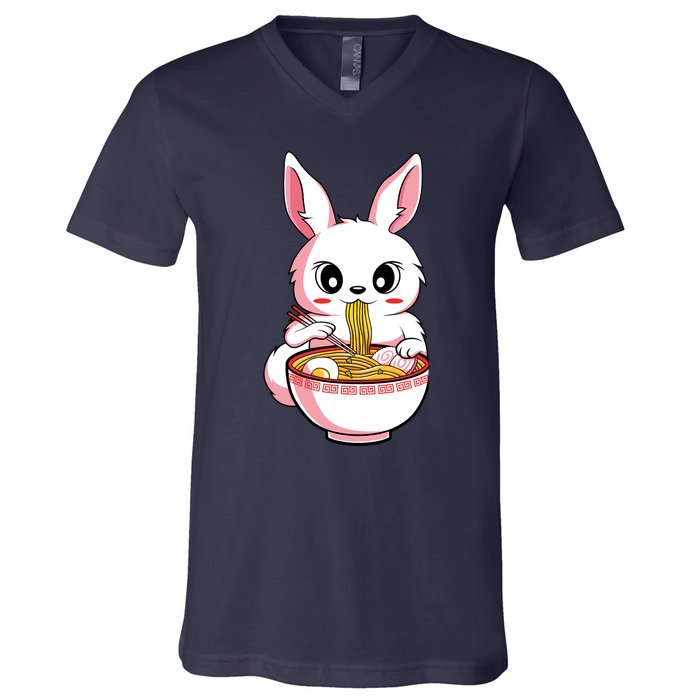 Kawaii Anime Ra Bunny Japanese Noodles Rabbit Lover Gift V-Neck T-Shirt