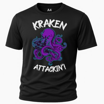 Kraken Attacking Release The Kraken Gifts For Cooling Performance Crew T-Shirt