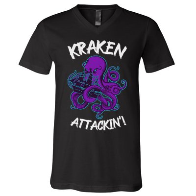 Kraken Attacking Release The Kraken Gifts For V-Neck T-Shirt