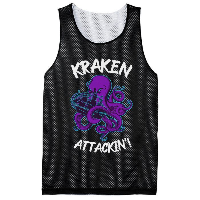 Kraken Attacking Release The Kraken Gifts For Mesh Reversible Basketball Jersey Tank