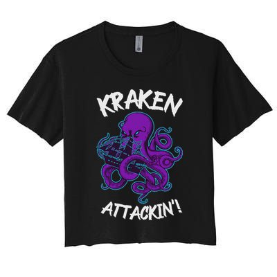 Kraken Attacking Release The Kraken Gifts For Women's Crop Top Tee
