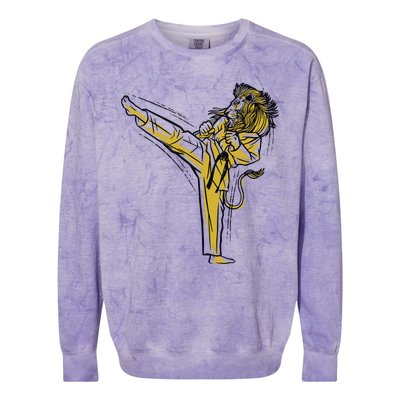 Karate Lion Kick Colorblast Crewneck Sweatshirt