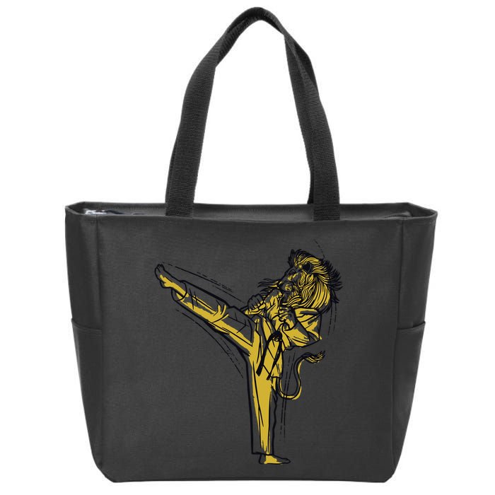 Karate Lion Kick Zip Tote Bag