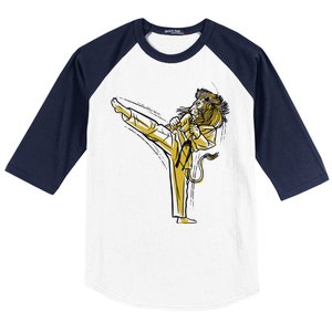 Karate Lion Kick Baseball Sleeve Shirt