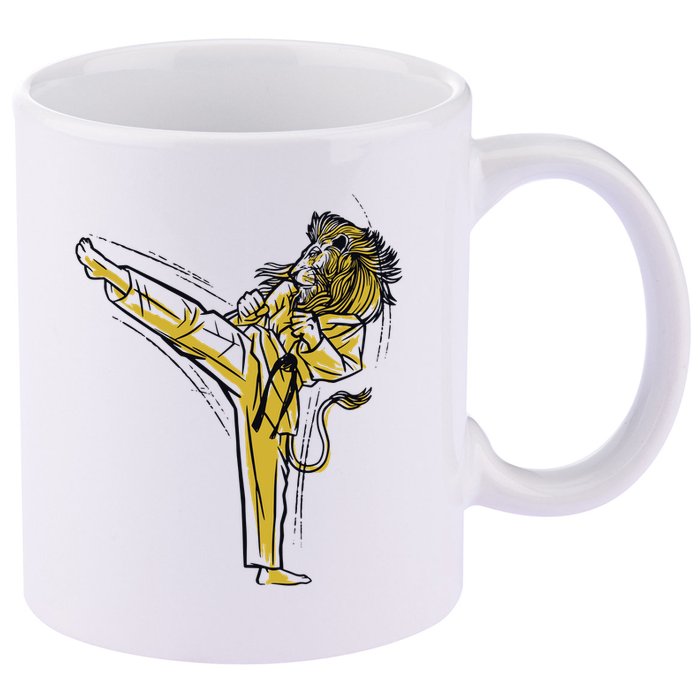 Karate Lion Kick 11oz C Handle Ceramic Mug