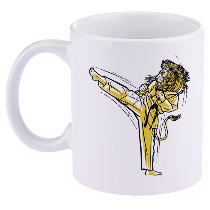 Karate Lion Kick 11oz C Handle Ceramic Mug