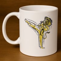 Karate Lion Kick 11oz C Handle Ceramic Mug