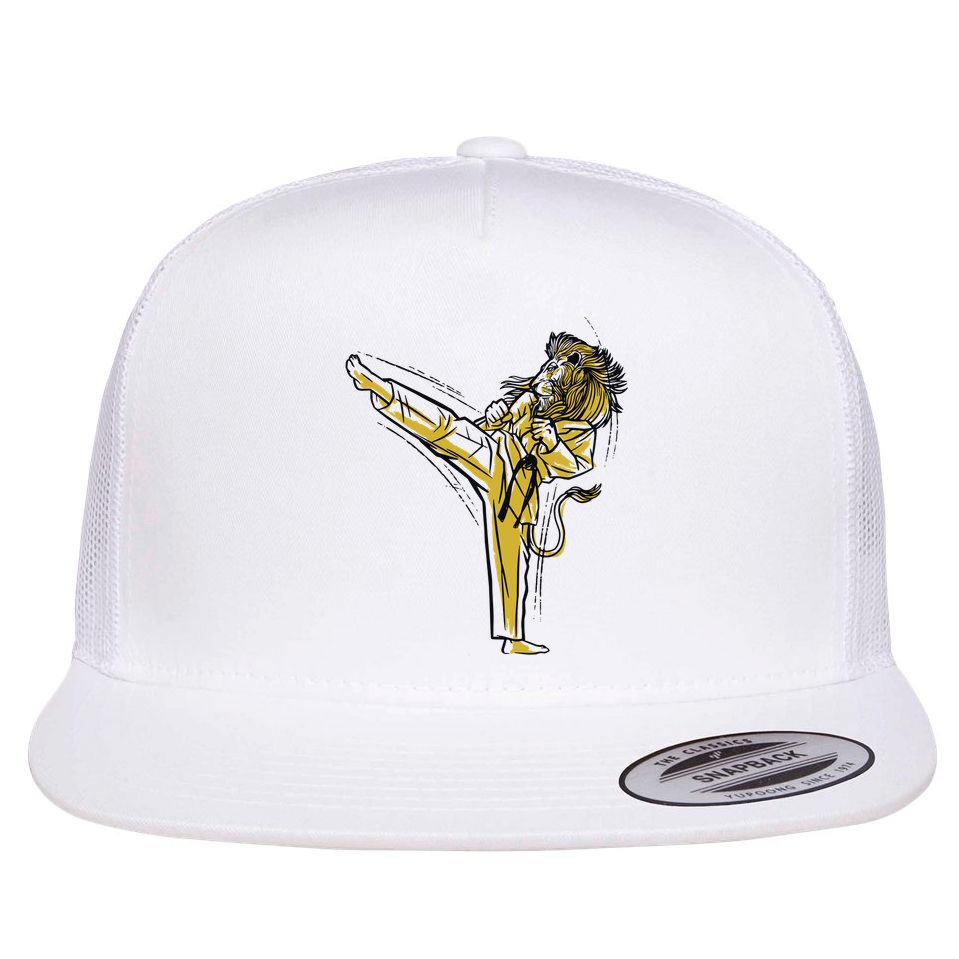 Karate Lion Kick Flat Bill Trucker Hat