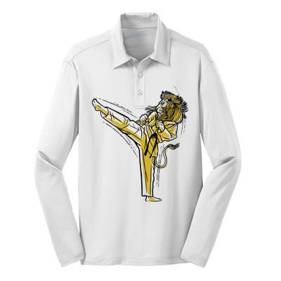 Karate Lion Kick Silk Touch Performance Long Sleeve Polo