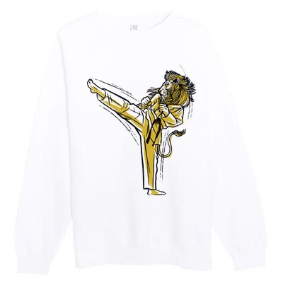 Karate Lion Kick Premium Crewneck Sweatshirt