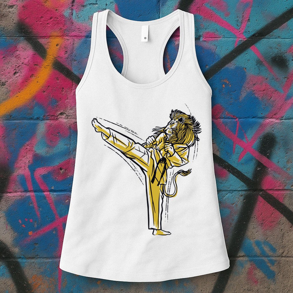 Karate Lion Kick Womens Tank Top