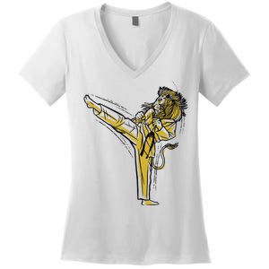 Karate Lion Kick Women's V-Neck T-Shirt