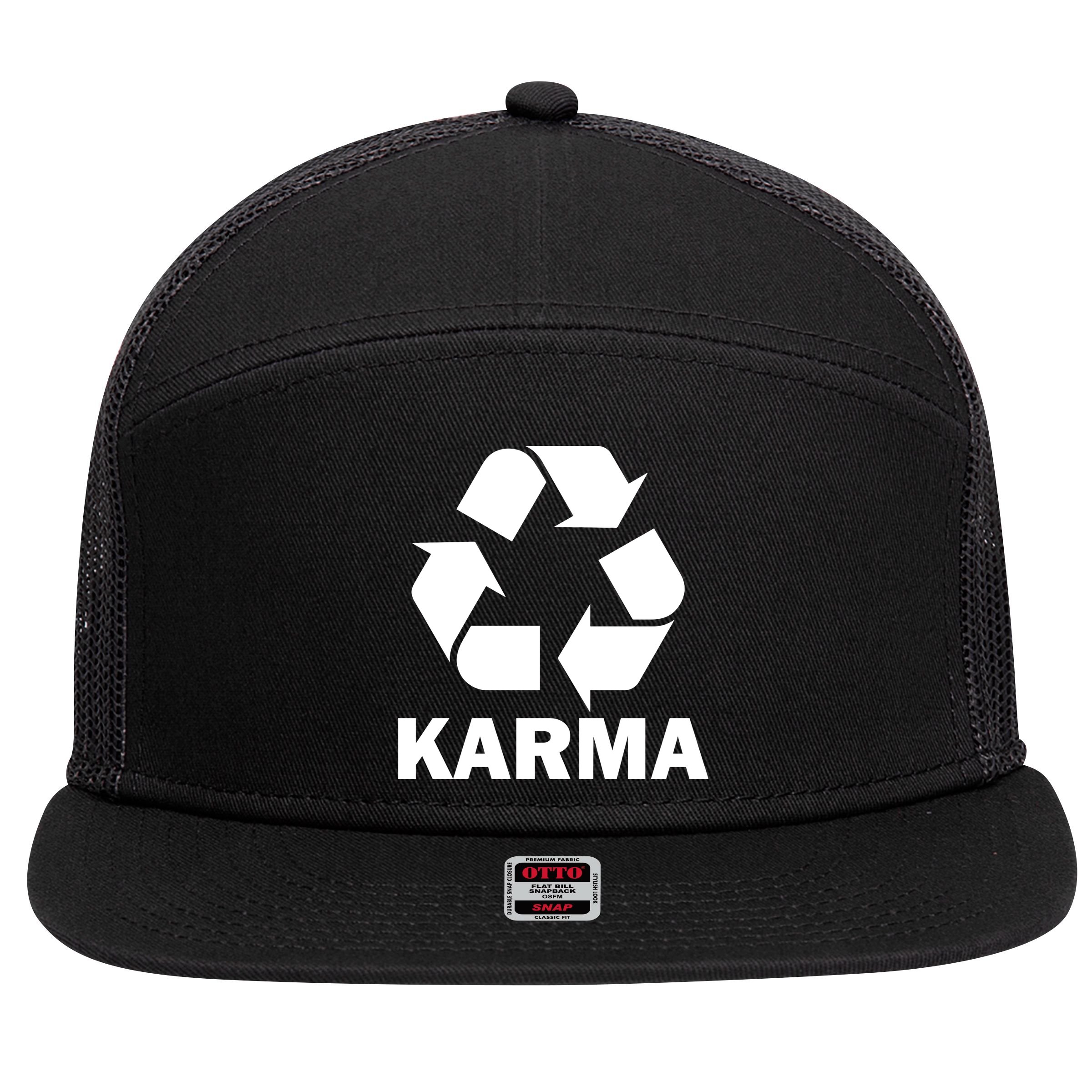 Karma Recycling Logo 7 Panel Mesh Trucker Snapback Hat