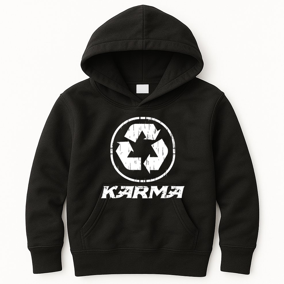 KARMA Yoga Meditation Peace Aum Recycle Kids Hoodie