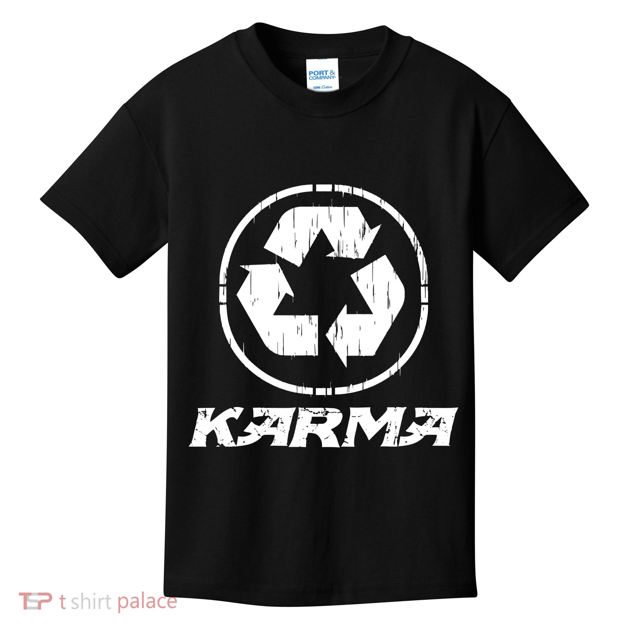 KARMA Yoga Meditation Peace Aum Recycle Kids T-Shirt