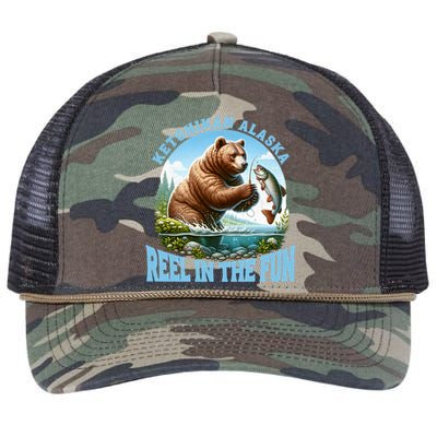 Ketchikan Alaska Salmon Fishing Bear Gift Retro Rope Trucker Hat Cap