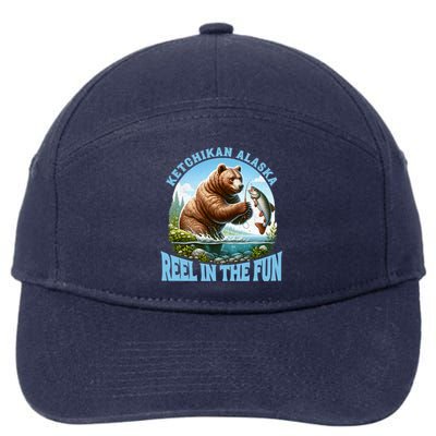 Ketchikan Alaska Salmon Fishing Bear Gift 7-Panel Snapback Hat