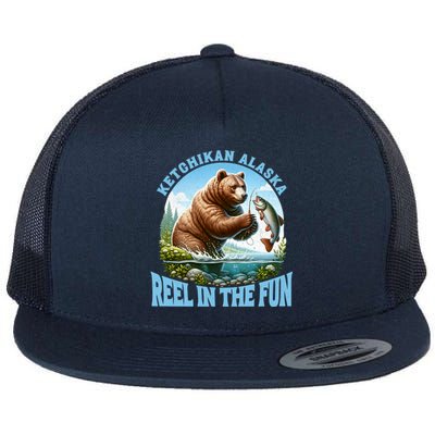 Ketchikan Alaska Salmon Fishing Bear Gift Flat Bill Trucker Hat