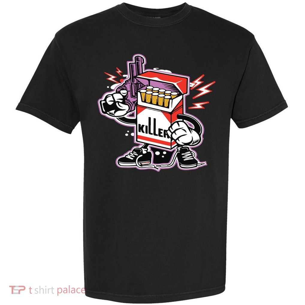 Killer Anti Smoking Cigarettes Funny Graffiti Cartoon Garment-Dyed Heavyweight T-Shirt