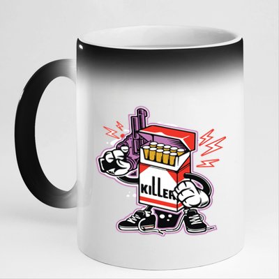 Killer Anti Smoking Cigarettes Funny Graffiti Cartoon 11oz Black Color Changing Mug