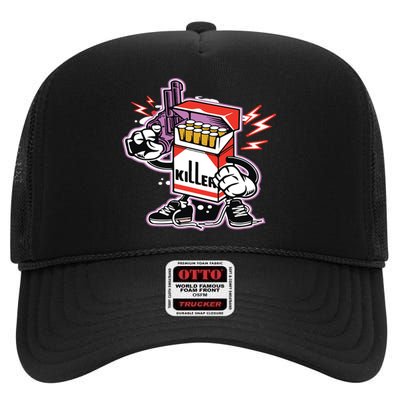 Killer Anti Smoking Cigarettes Funny Graffiti Cartoon High Crown Mesh Back Trucker Hat