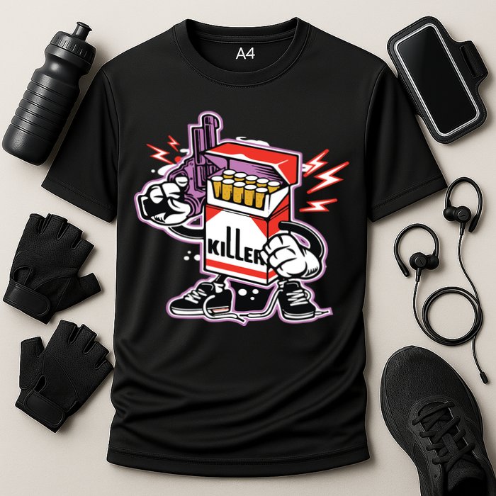 Killer Anti Smoking Cigarettes Funny Graffiti Cartoon Cooling Performance Crew T-Shirt