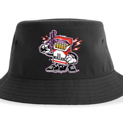 Killer Anti Smoking Cigarettes Funny Graffiti Cartoon Sustainable Bucket Hat
