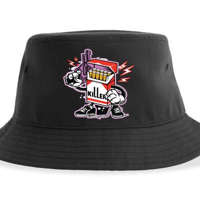 Killer Anti Smoking Cigarettes Funny Graffiti Cartoon Sustainable Bucket Hat