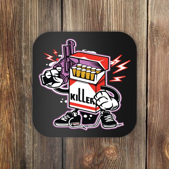 Killer Anti Smoking Cigarettes Funny Graffiti Cartoon Coaster