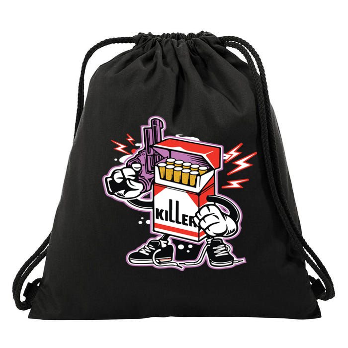 Killer Anti Smoking Cigarettes Funny Graffiti Cartoon Drawstring Bag