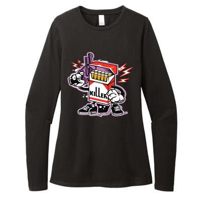 Killer Anti Smoking Cigarettes Funny Graffiti Cartoon Womens CVC Long Sleeve Shirt