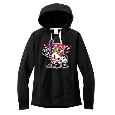 Killer Anti Smoking Cigarettes Funny Graffiti Cartoon Women's Fleece Hoodie