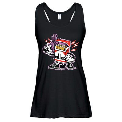 Killer Anti Smoking Cigarettes Funny Graffiti Cartoon Ladies Essential Flowy Tank