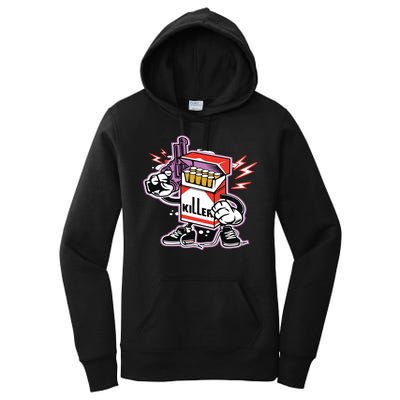 Killer Anti Smoking Cigarettes Funny Graffiti Cartoon Women's Pullover Hoodie