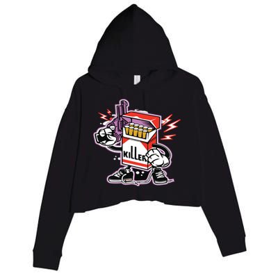 Killer Anti Smoking Cigarettes Funny Graffiti Cartoon Crop Fleece Hoodie