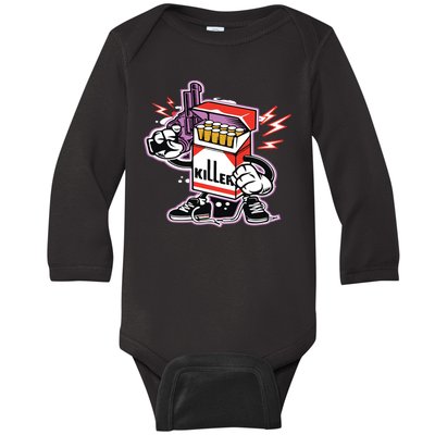 Killer Anti Smoking Cigarettes Funny Graffiti Cartoon Baby Long Sleeve Bodysuit