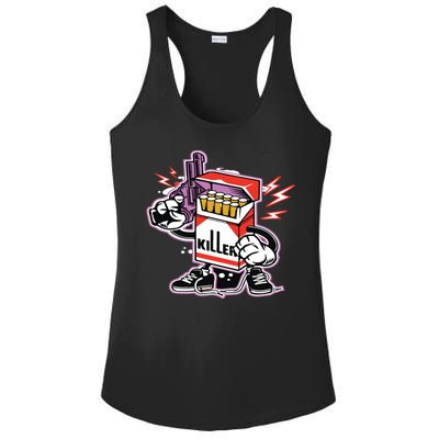 Killer Anti Smoking Cigarettes Funny Graffiti Cartoon Ladies PosiCharge Competitor Racerback Tank