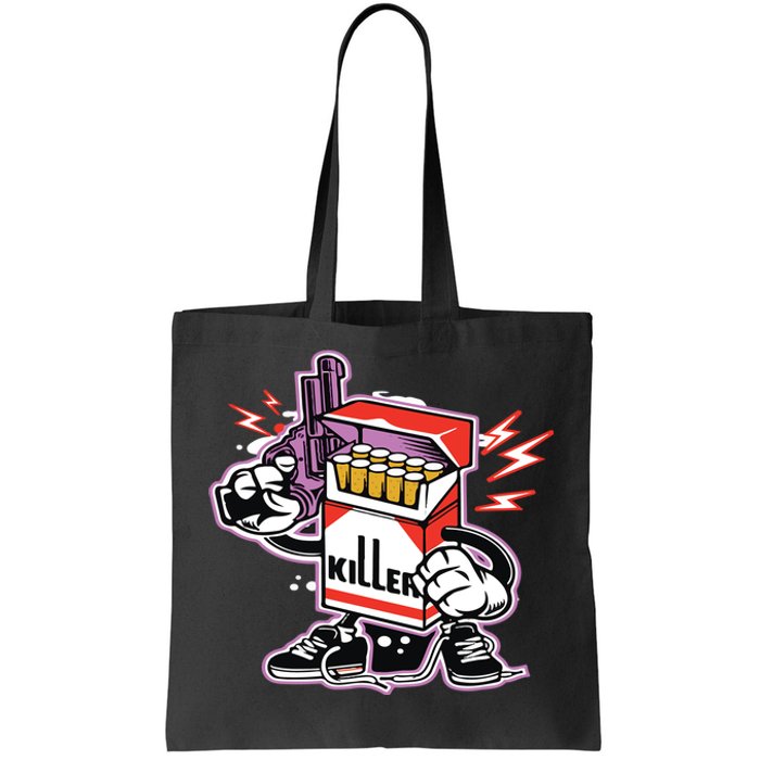 Killer Anti Smoking Cigarettes Funny Graffiti Cartoon Tote Bag