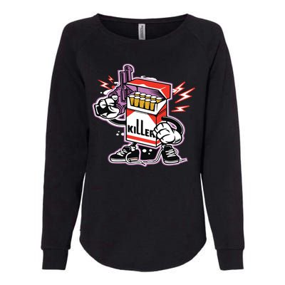 Killer Anti Smoking Cigarettes Funny Graffiti Cartoon Womens California Wash Sweatshirt