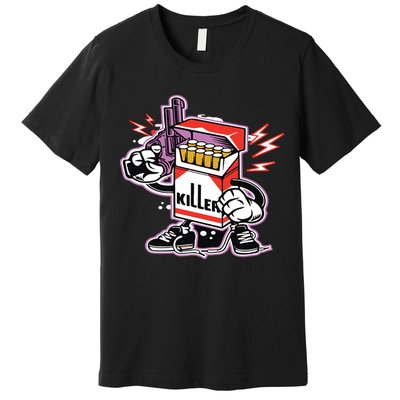 Killer Anti Smoking Cigarettes Funny Graffiti Cartoon Premium T-Shirt